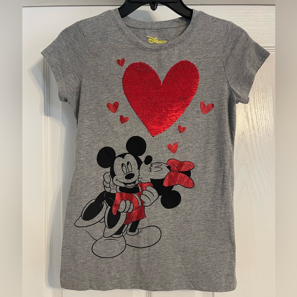 Disney Mickey and Minnie Reversible Red/Pink Heart Valentine’s Day Shirt